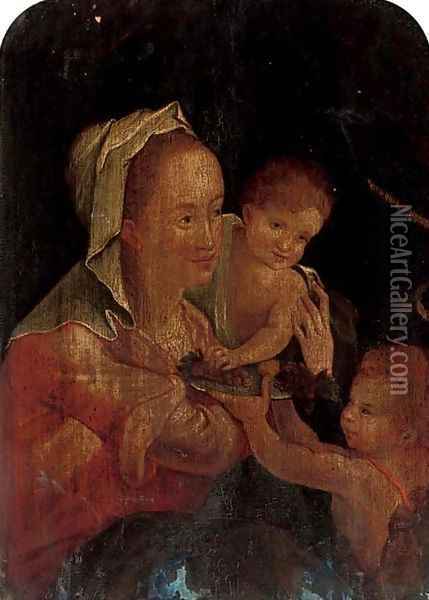 The Virgin and Child with the Infant Saint John the Baptist Oil Painting - Hans Von Aachen