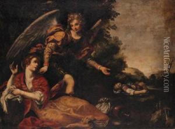 The Archangel Michael Appearing To Hagar And Ishmael In Thewildnerness Oil Painting - Giovanni Montini