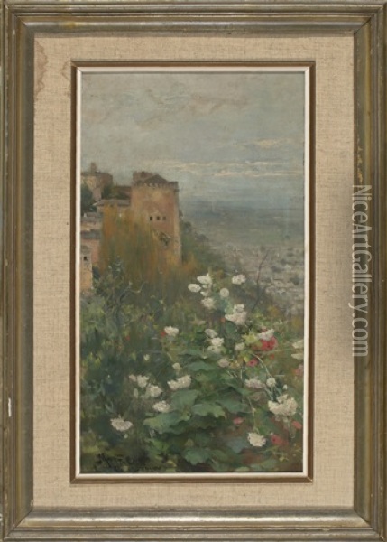 Vista De La Alhambra Oil Painting - Arcadi Mas y Fondevila