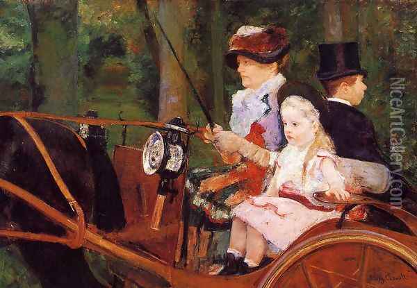 Woman And Child Driving Oil Painting - Mary Cassatt