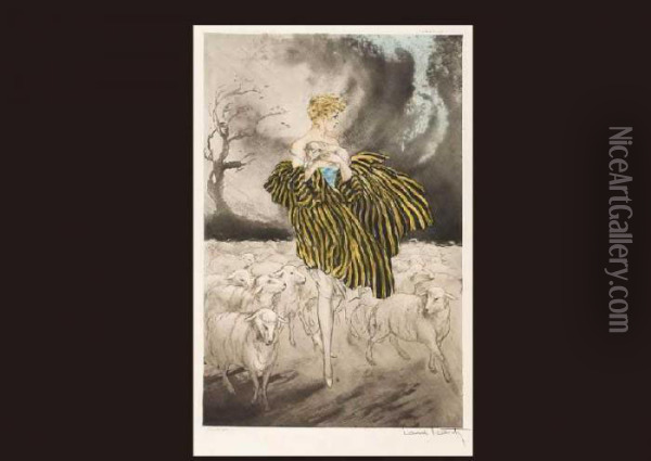 A Lost Lamb Oil Painting - Louis Icart