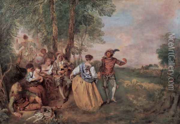 Fêtes galantes Oil Painting - Jean-Antoine Watteau