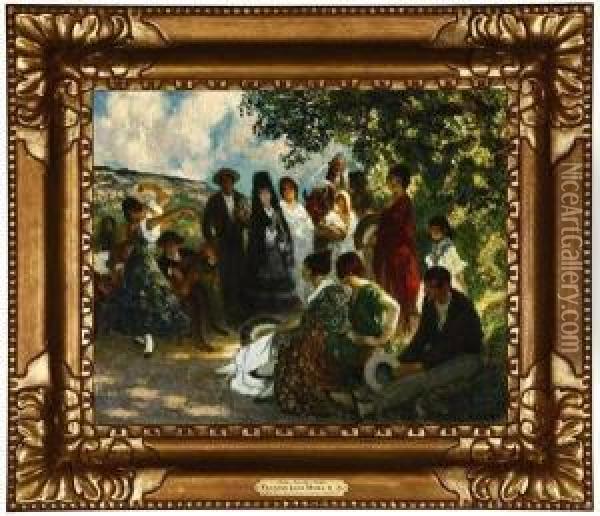 Outdoor Party In Spain Oil Painting - Francis Luis Mora