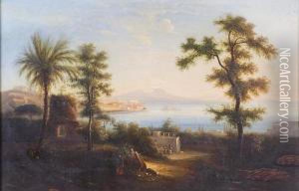 Veduta Del Golfo Di Napoli Oil Painting - Salvatore Fergola