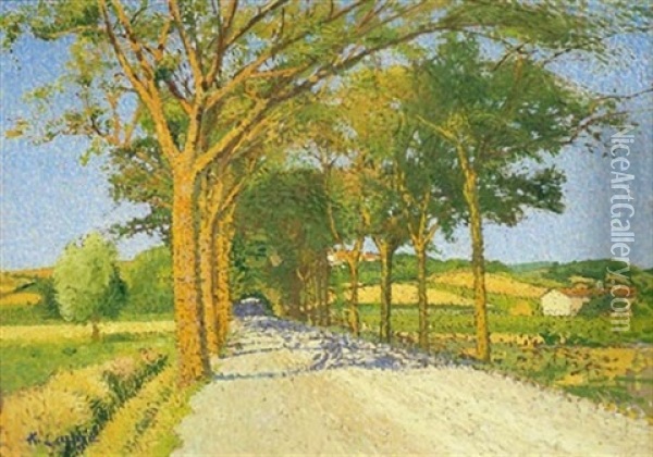 The Road To Cailhau Under The Sun Oil Painting - Achille Lauge
