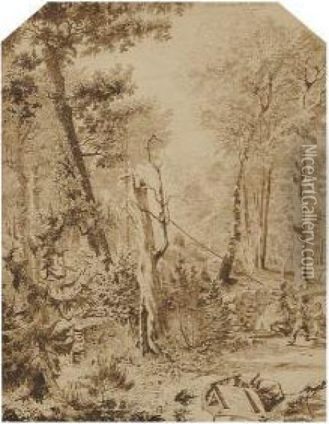 Foret De Fontainebleau Oil Painting - Alphonse Vallot