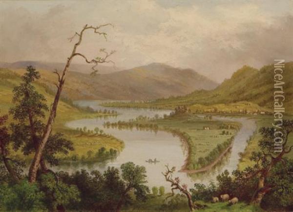 ''view On The Susquehanna Above Oswego'' Oil Painting - Xanthus Russell Smith