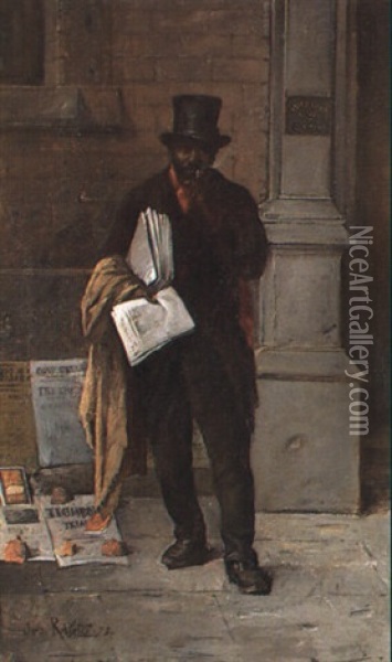 Le Marchand De Journaux Oil Painting - Jules Felix Ragot