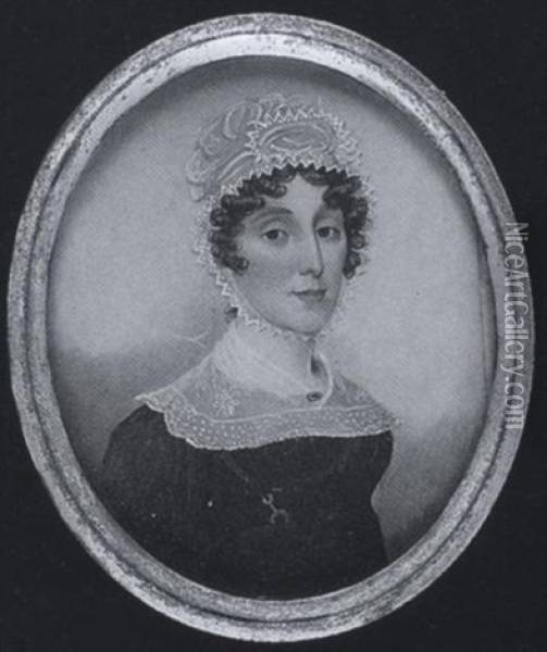 Molyneux Crockshank Family: Sarah, Wearing Black Dress With White Collar And Bonnet Oil Painting - Frederick Buck