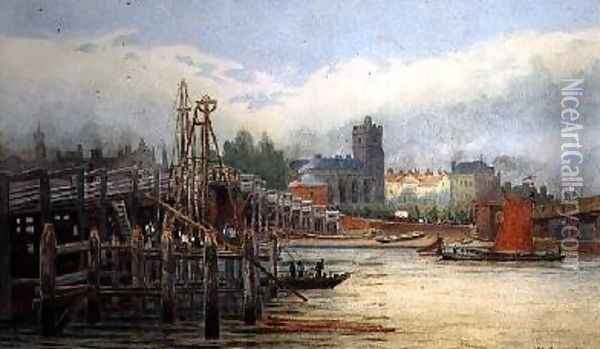 Old Putney Bridge 1881 Oil Painting - Hubert James Medlycott