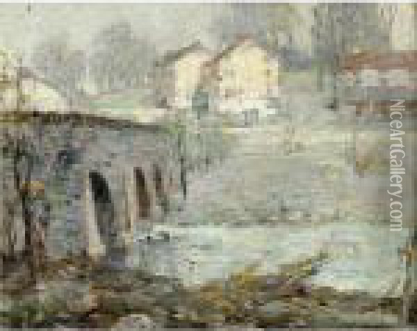 Old Bridge, Lansdowne, Pennsylvania Oil Painting - Paul King
