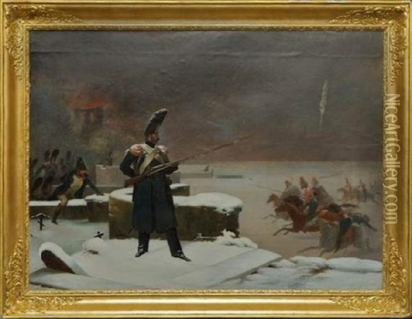 Scene Militaire, La Campagne De Moscou Oil Painting - Leon Cogniet
