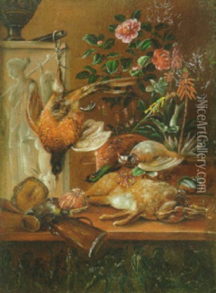 Nature Morte Med Jagtsymboler Oil Painting - Claudius Ditlev Fritzsch