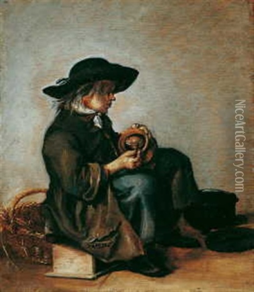Ein Sitzender Junger Mann Oil Painting - Moses Ter Borch
