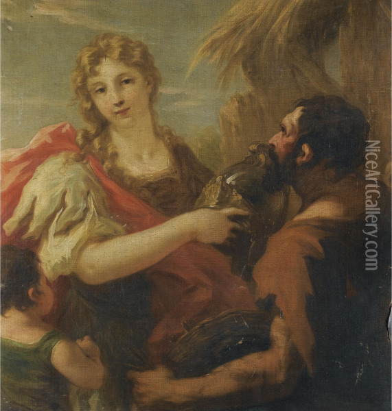 Erminia And The Shepherds Oil Painting - Giovanni Antonio Pellegrini