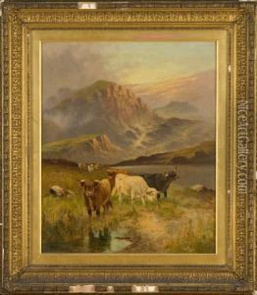 Paesaggio Montano Con Armenti Oil Painting - William Watson