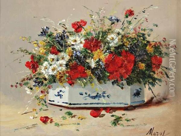 Deux uvres <jardinieres Oil Painting - Eugene Henri Cauchois