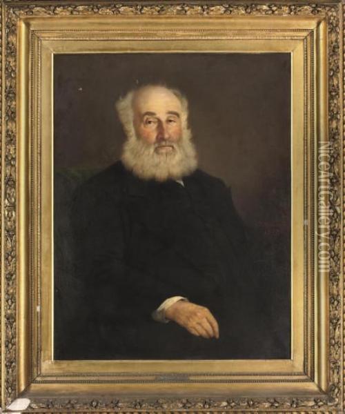 Portrait Of Rev. Henry Thursby-pelham, Seated Half-length, In A Black Coat And White Shirt Oil Painting - Attilio Baccani