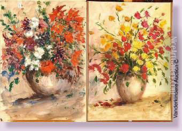 Vase De Fleurs Oil Painting - Pierre Carrier-Belleuse