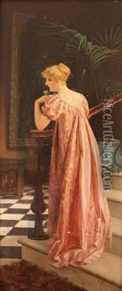 Portrait Of A Lady Oil Painting - Charles Frederick Lowcock