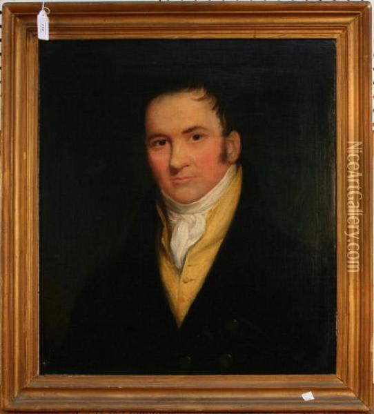 Head And Shoulders Portrait Of Agentleman Wearing A White Stock Oil Painting - John Comerford
