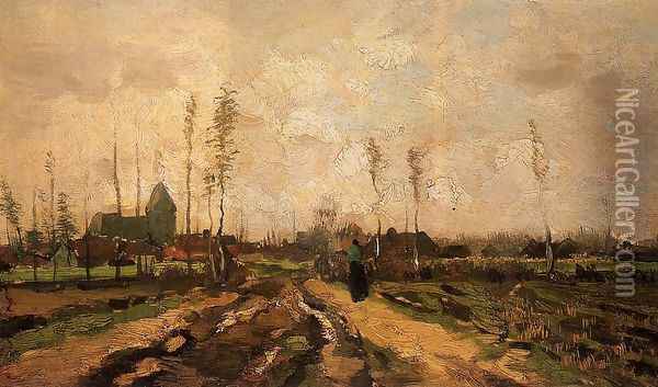 Landscape with Church and Farms Oil Painting - Vincent Van Gogh