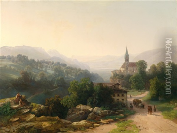 Grose Landschaft In Tirol Oil Painting - Thomas Ender