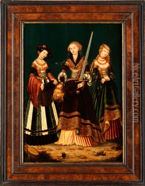 Judith Mit Dem Kopf Des Holofernes Und Den Zwei Begleiterinnen Oil Painting - Lucas Cranach the Elder