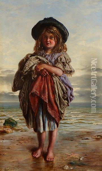 A Newhaven Fishergirl Oil Painting - Keeley Halswelle