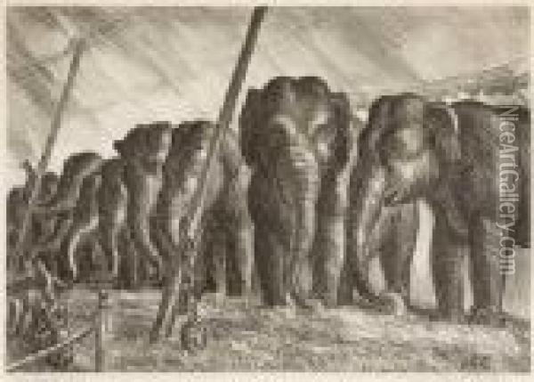 Elephants (cole 28) Oil Painting - John Steuart Curry