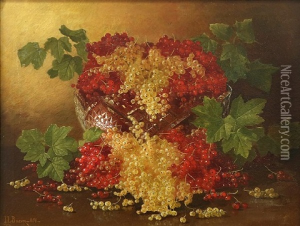 Red And White Currants In A Crystal Bowl Oil Painting - Irving Lewis Bacon