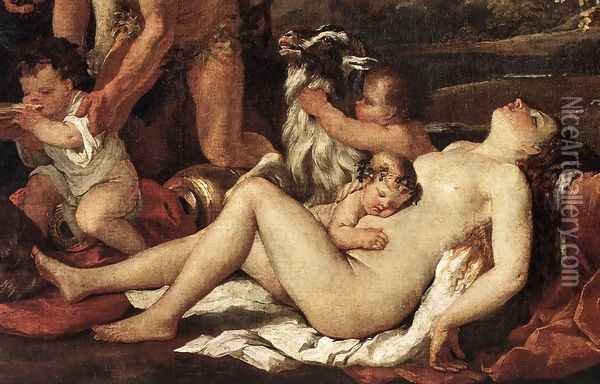 The Nurture of Bacchus (detail) 1630-35 Oil Painting - Nicolas Poussin