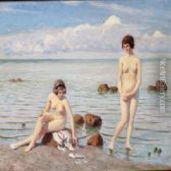 Summer Day On The Beach Oil Painting - Paul-Gustave Fischer