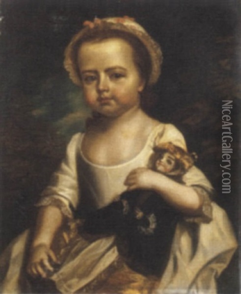 Ritratto Di Fanciulla Con Una Bambola Oil Painting - George Knapton