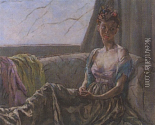 Pam At The Window Oil Painting - Ethel Gabain