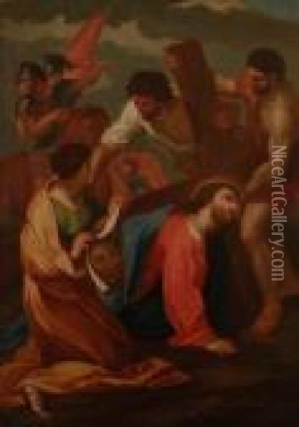 Sainte Veronique Tendant Un Voile Au Christ Oil Painting - Charles Lebrun
