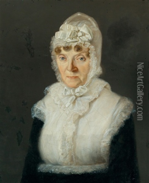 Bildnis Barbara Henny De Hennon, Geb. Helbing Von Hirzenfeld (1780-1866) Oil Painting - Ferdinand Georg Waldmueller