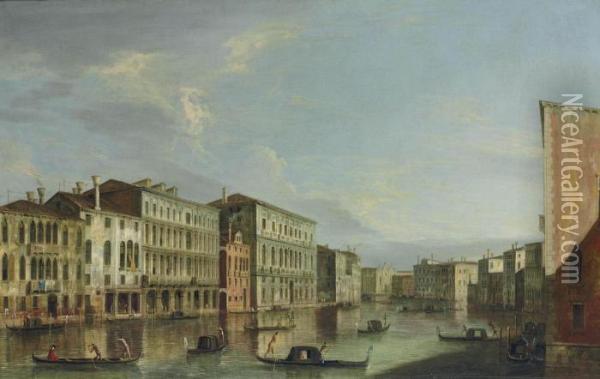 The Grand Canal, Venice, Looking South From The Palazzo Da Lezze Oil Painting - Apollonio Domenichini