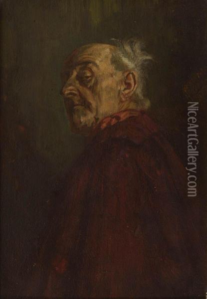 Bildnis Eines Herren Mit Rotem Umhang Oil Painting - Wilhelm Lowith