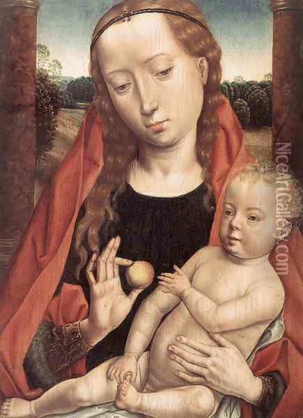 Virgin with the Child Reaching for his Toe 1490s Oil Painting - Hans Memling