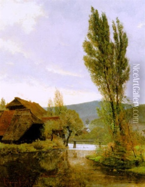Schwarzwaldtal In Der Abendsonne Oil Painting - Karl August Lindemann-Frommel