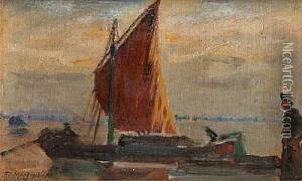 Fischerboot Auf Dem Po Oil Painting - Friedrich Ernst Morgenstern