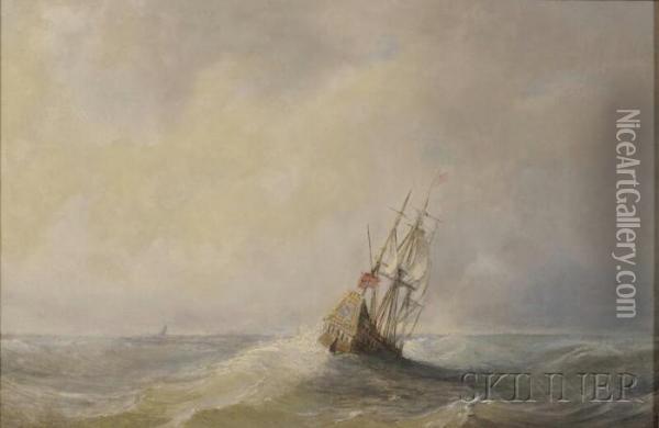 Dutch Galleon At Sail Oil Painting - Nicolaas Riegen