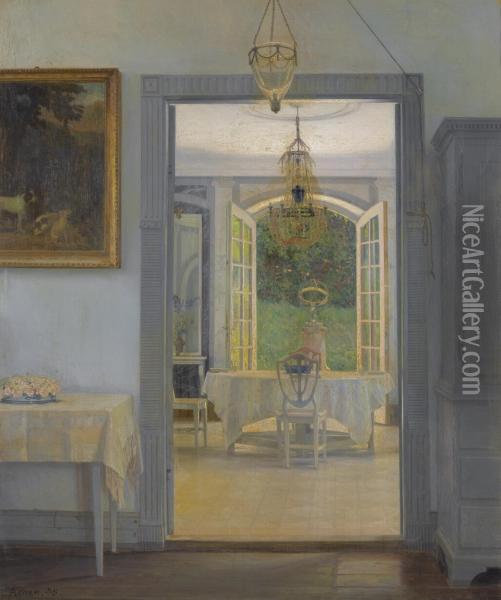Interior With Afternoon Sun Oil Painting - Georg Nicolaj Achen