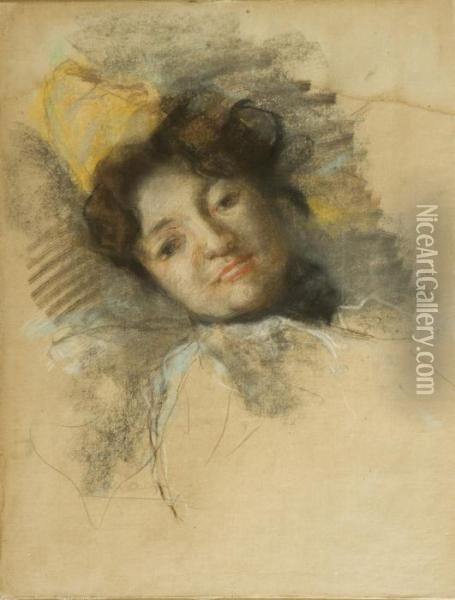 Ritratto Della Moglie Oil Painting - Pompeo Mariani