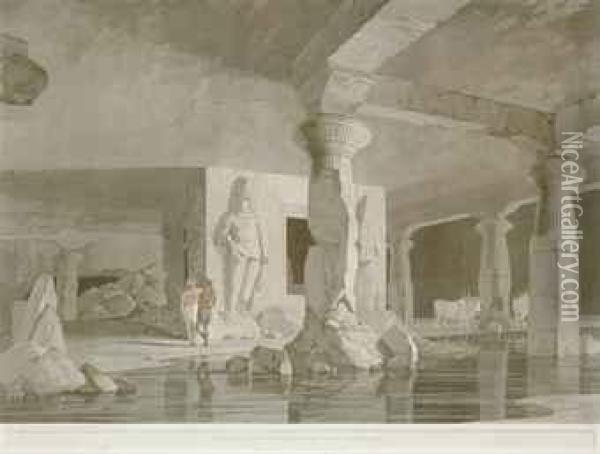The Entrance To The Elephanta Cave Oil Painting - Thomas Daniell