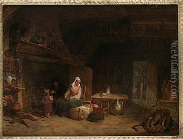 Interior I Stuga Oil Painting - Edward Goodall