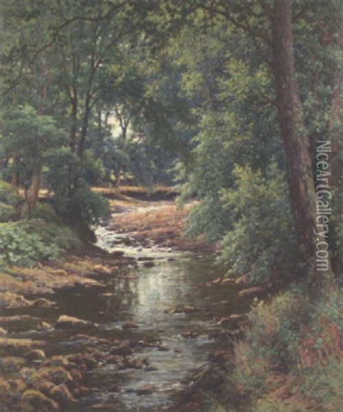 Wooded River Landscape (the Lune Valley?) Oil Painting - Reginald Aspinwall