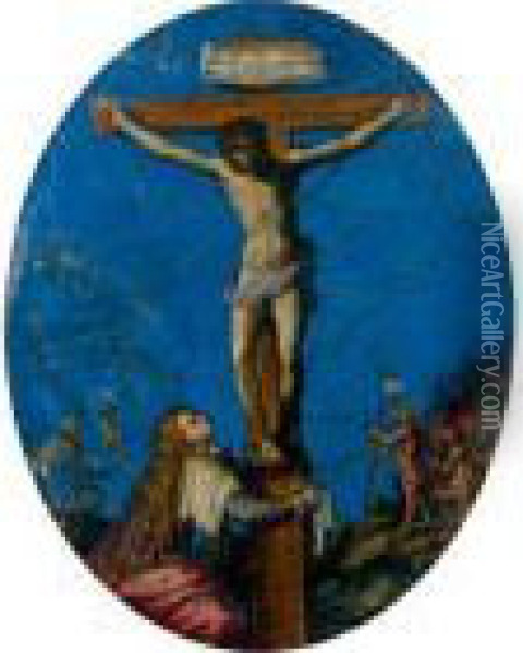 Sainte Madeleine Au Pied De La Croix Oil Painting - Alessandro Allori