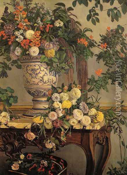Flowers Oil Painting - Jean Frederic Bazille